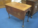 Mahogany Drop Leaf Table Carved Acanthus Leaves on Cabriole Legs w/ Ball/Claw Feet