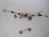 Christmas Charm Bracelet & Pair Snowflake Pierced Earring