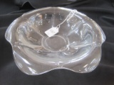 Signed Heisey Glass Clear Bowl w/ Flared Rolled Edge