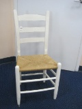 Painted White Ladder Back Chair w/ Rush Seat