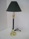 Brass Finish/Hunter Green Candlestick Banquet Lamp w/ Pleated Shade
