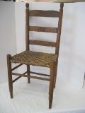 Early Oak Ladder Back Chair w/ Woven Seat