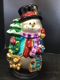 Thomas Pacconi Classics Large Ceramic Snowman Colorful/Glitter Motif