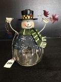 Metal/Glass snowman Design Votive Candle Holder