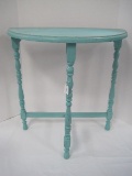 Half Moon Table w/ Ring Turned Legs Teal Antiqued Finish