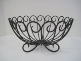 Black Wrought Iron Scroll Design Footed Fruit Basket