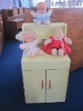 Vintage Child's Wooden Hutch w/ Double Base Doors & Cabbage Patch Kids