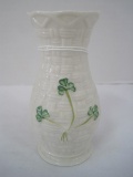 Belleek Ireland Porcelain Basket-Weave Shamrock Pattern Bud Vase