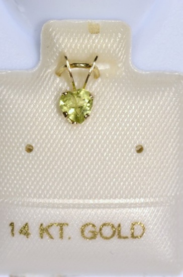 14K Gold Peridot Heart-shaped Pendant
