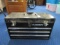 Husky 3 Drawer Tool Chest/Organizer Open Top, 2 Inlay Shelves Black Metal w/ Contents