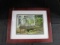 Garden Scene Print Artist Signed in Cherry Wood Veneer Frame/Matt