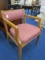 Wooden Chair w/ Pink/Blue Cross Upholstered Seat/Back w/ Tapered Feet