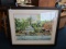 Tropical Watercolor Scene Print Artist Signed in Dark Wood/Gilted Frame/Matt