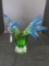 Murano Glassware Art Glass Centerpiece Green-To-Blue Motif