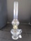 Glass Oil Lamp w/ Handle w/ Hurricane Glass Shade