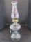 Scalloped Base Glass Oil Lamp w/ Bead Trim Hurricane Shade