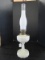 Milk Glass Aladdin Oil Lamp Lincoln Drape Motif w/ Hurricane Shade