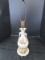 White Ceramic Table Lamp w/ Rose Motif/Trim w/ Handles Wide Base-To-Narrow Top