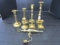 Brass Lot - Brass Candle Sticks w/ Spindle Design, 1 Wall Sconce