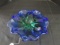 Royal Gallery © 1999 Art Glass Flower Design Centerpiece Green-To-Blue