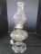 Scalloped Design Bead Trim Glass Oil Lamp w/ Bead Trim Hurricane Shade