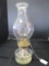 Glass Oil Lamp w/ Handle, Scalloped Body w/ Hurricane Glass Shade