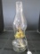 Glass Oil Lamp w/ Star Cut Base, Hurricane Glass Shade