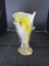 Yellow/Red/Brown Art Glass Vase
