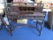 Wooden Writing Desk 4 Pigeon Holes, 4 Drawers w/ Arched Stretchers, Curled Trim Back