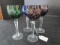 4 Raised Glass Cups Various Cut Patterns/Colors