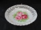 R.W. Bavaria Pierced Bowl Rose Motif Center Wave Rim Gilted China Ceramic