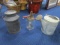 Lot - Vintage Metal Watering Can, Vintage Metal Milk Pail, Vintage Glass/Metal Seed Spreader