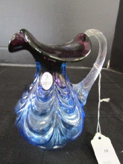 Fenton Honor Collection Art Glass Pitcher Blue-To-Purple