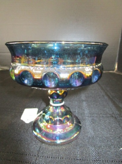 Indiana Glass Style Raised/Footed Trinket Bowl Iridescent