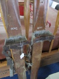 Pair - Vintage Wooden Skis No.6043 w/ Straps