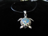 Turtle Design Curled Opal Pendant 925 Silver