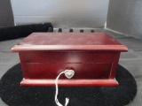 Brighton Wooden Jewelry Box 1 Drawer w/ Heart Shape Metal Pulls