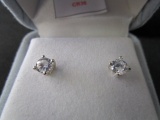 Pair - Crystal Stone Pin-Back Earrings 925