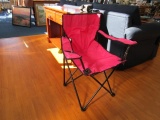 Pink Fold-Out Camping Chair Black Metal Legs