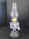 Glass Vintage Oil Lamp Bead Trim w/ Hurricane Glass Shade