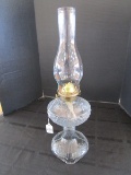 Floral Pattern Motif Oil Lamp w/ Hurricane Glass Shade
