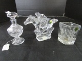 Waterford Crystal Lot - Perfume Bottle, Diamond Shape Bud Vase Hose/Jockey Figure