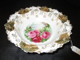 China Ceramic Bowl Leaf/Vine Design Rim, Gilted Rim w/ Primrose Base