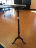 Wooden Round Top Planter Stand Curled Legs, Block-Spindle Base