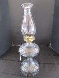 Scalloped Base Glass Oil Lamp w/ Bead Trim Hurricane Shade