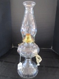 Glass Scalloped Base/Top Oil Lamp w/ Bead Trim Hurricane Shade