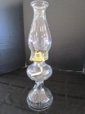 Glass Scalloped Base/Top Oil Lamp w/ Bead Trim Hurricane Shade