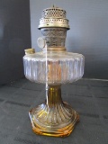 Vintage Glass Aladdin Two-Tone Oil Lamp Amber Base w/ Clear Top