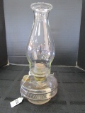 Glass Oil Lamp w/ Bead Trim Hurricane Glass Shade