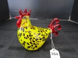 Murano Art Glass Rooster Red/Yellow Spot Paper Weight